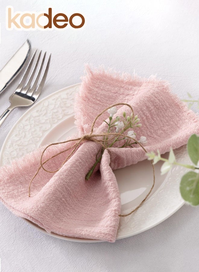 kadeo Handmade Cloth Napkins, 100% Cotton-linen Napkins with Fringe, Delicate Handmade Cloth Napkins for Dinners, Parties, Weddings and More 43*43CM - Image 4